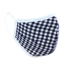 Load image into Gallery viewer, Namaske reusable fabric face mask with blue and white Gingham check pattern