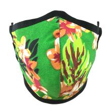 Load image into Gallery viewer, Hawaiian Flowers Green - Namaske Style Face Mask
