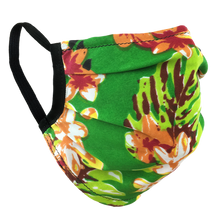 Load image into Gallery viewer, Hawaiian Flowers Green - Surgical Style Face Mask