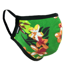 Load image into Gallery viewer, Hawaiian Flowers Green - Namaske Style Face Mask