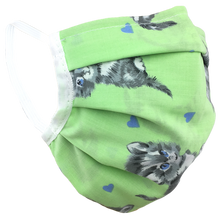 Load image into Gallery viewer, Kittens Green - Surgical Style Face Mask