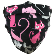 Load image into Gallery viewer, Elegant Pink Cats - Surgical Style Face Mask