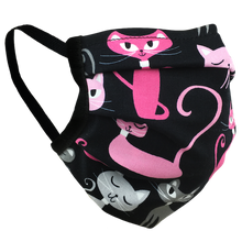 Load image into Gallery viewer, Elegant Pink Cats - Surgical Style Face Mask
