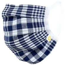 Load image into Gallery viewer, Blue White Plaid - Surgical Style Face Mask