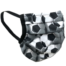 Load image into Gallery viewer, Soccer Balls Black-White - Surgical Style Face Mask