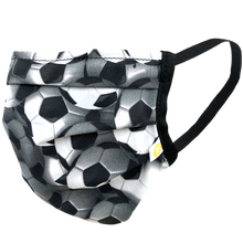 Load image into Gallery viewer, Soccer Balls Black-White - Surgical Style Face Mask