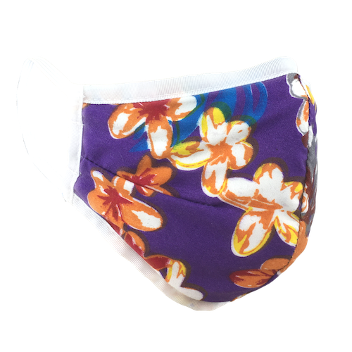 Hawaiian Flowers Purple - Namaske Style Face Mask
