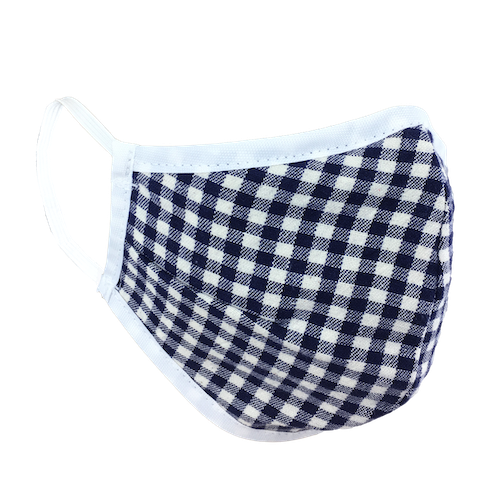 Namaske reusable fabric face mask with blue and white Gingham check pattern