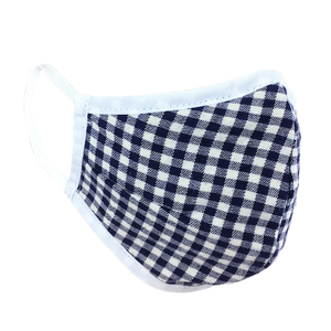 Namaske reusable fabric face mask with blue and white Gingham check pattern