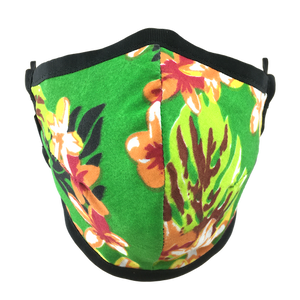 Hawaiian Flowers Green - Namaske Style Face Mask