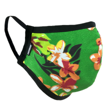 Load image into Gallery viewer, Hawaiian Flowers Green - Namaske Style Face Mask
