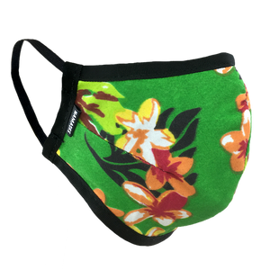 Hawaiian Flowers Green - Namaske Style Face Mask