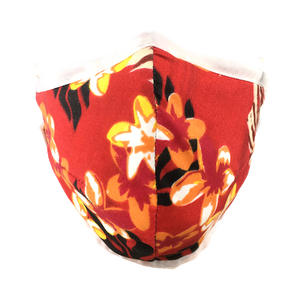 Hawaiian Flowers Red - Namaske Style Face Mask