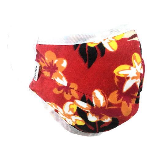 Hawaiian Flowers Red - Namaske Style Face Mask