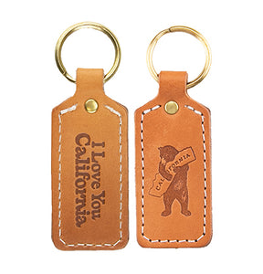 Doublesided Leather Key Chain "I Love You California"