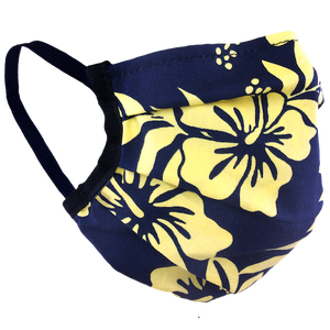 Hawaiian Flowers Yellow - Surgical Style Face Mask