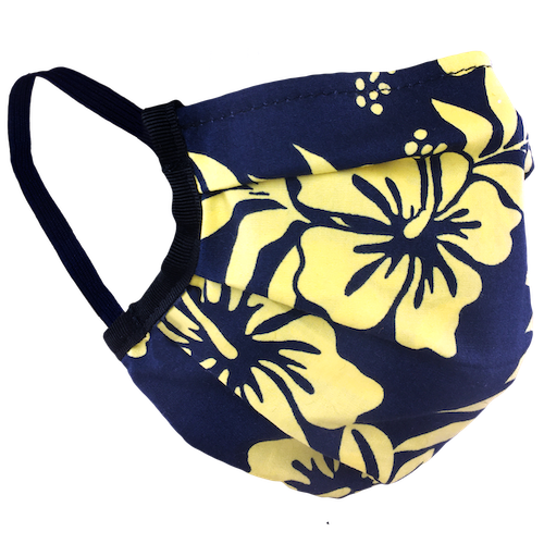 Hawaiian Flowers Yellow - Surgical Style Face Mask