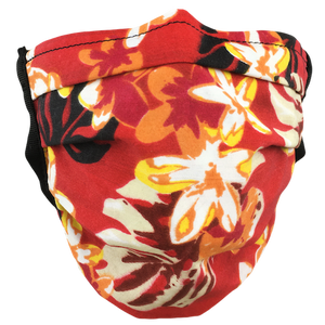 Hawaiian Flowers Red - Surgical Style Face Mask