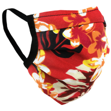 Load image into Gallery viewer, Hawaiian Flowers Red - Surgical Style Face Mask
