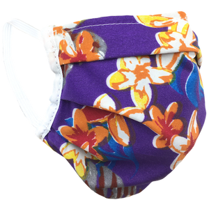 Hawaiian Flowers Purple - Surgical Style Face Mask