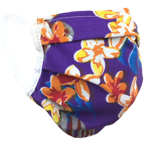 Hawaiian Flowers Purple - Surgical Style Face Mask