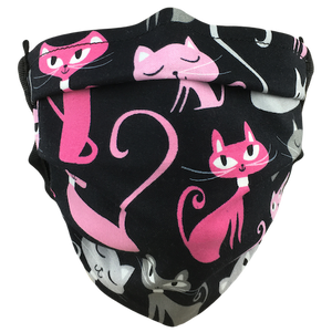Elegant Pink Cats - Surgical Style Face Mask