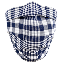 Load image into Gallery viewer, Blue White Plaid - Surgical Style Face Mask
