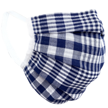 Load image into Gallery viewer, Blue White Plaid - Surgical Style Face Mask
