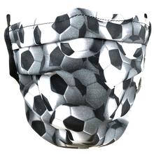 Load image into Gallery viewer, Soccer Balls Black-White - Surgical Style Face Mask
