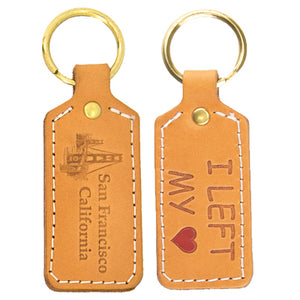 Doublesided Leather Key Chain "I Left My Heart"